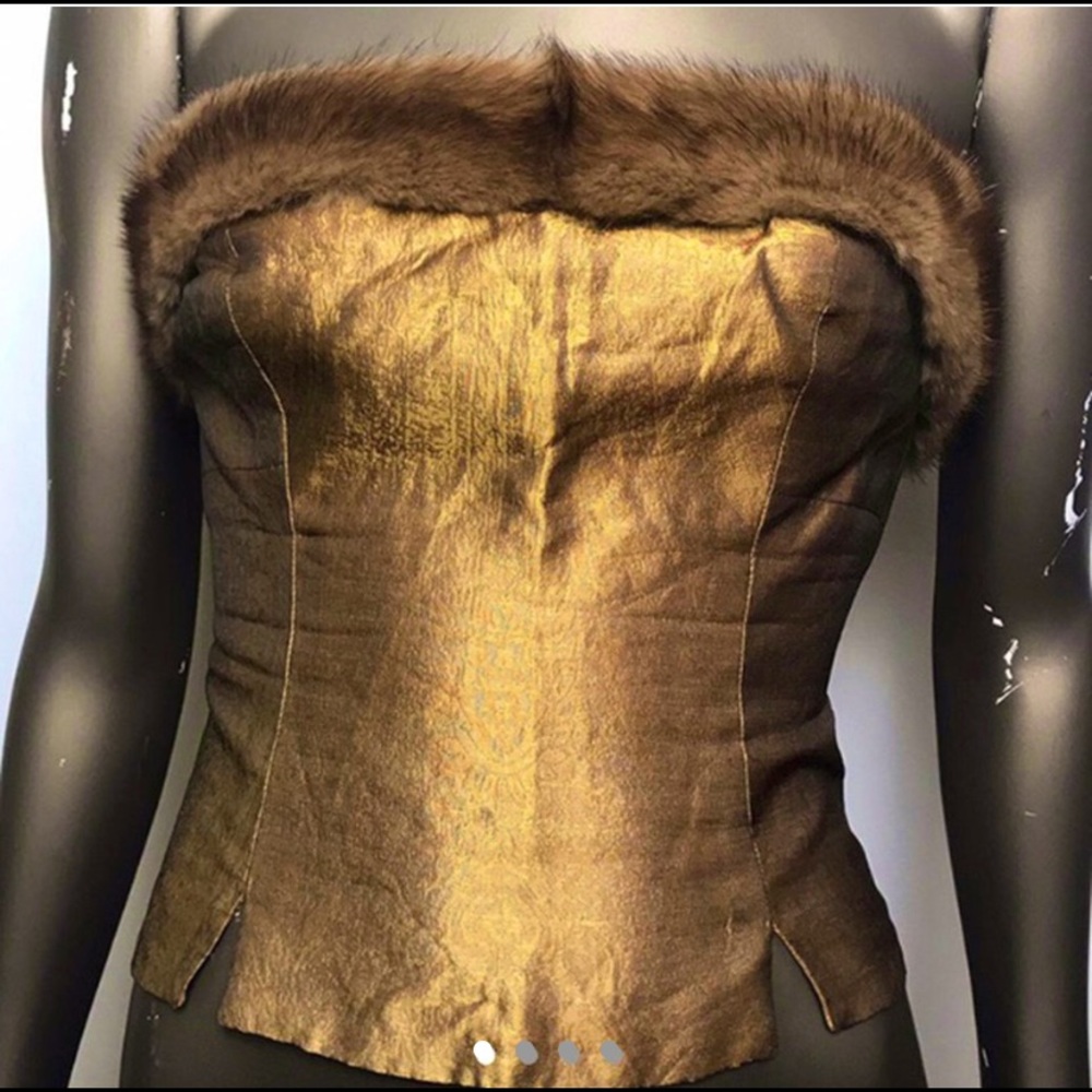 Kay Unger Fur Trim Bustier